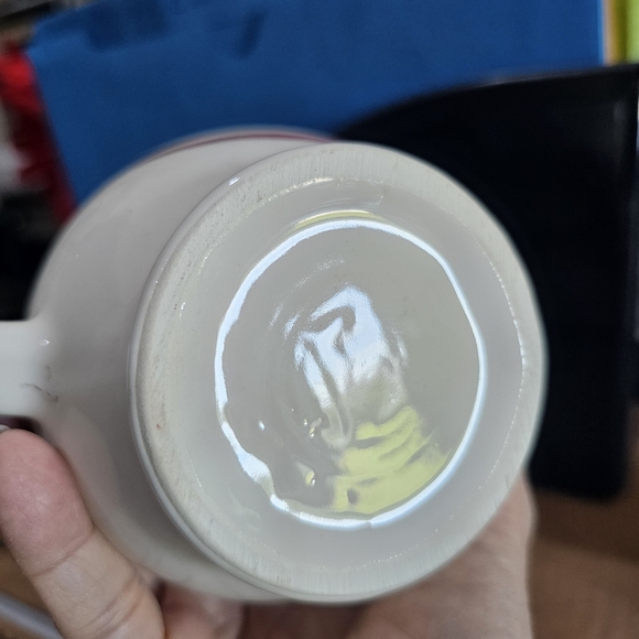 McCoy Happy Face Mug White Ceramic Pottery Smiley Face Red Eyes - Picture 9 of 10